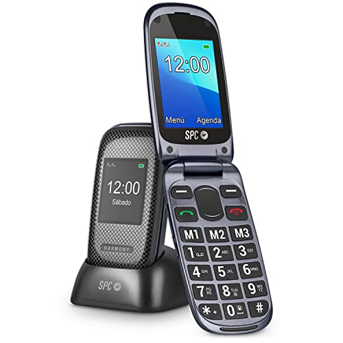 SPC Harmony - Mobiltelefon mit Klappdeckel für Senioren mit großen Ziffern und Buchstaben, Doppeltem Display, SOS-Taste, 3 Direktspeicher, Ladestation von SPC