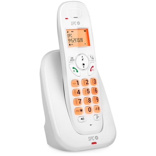 SPC Kairo - Schnurloses Festnetztelefon, beleuchtete Tasten und Leuchtanzeige, Anruferkennung, hohe Lautstärke, Gap-Kompatibilität, Echo-Modus, Anrufsperre, Freisprecheinrichtung, Telefonbuch - Weiß von SPC