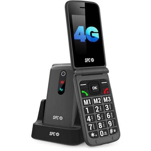 SPC Stella 3-4G Seniorenhandy mit Klappcover | Menü und große Tasten | Notruftaste, Remote-Konfiguration, hörgerätekompatibel und 103dB Lautstärke | Ladestation und 3 Direktspeicher - Schwarz SPC Stella 3-4G Seniorenhandy mit Klappcover | Menü und große Tasten | Notruftaste, Remote-Konfiguration, hörgerätekompatibel und 103dB Lautstärke | Ladestation und 3 Direktspeicher - Schwarz von SPC