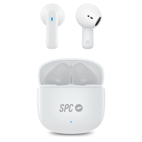 SPC Zion 2 Play – Bluetooth-Kopfhörer In-Ear mit 28h Akkulaufzeit bei mehrfacher Aufladung, ultrakompakt, Freisprecheinrichtung, Sprachassistent und sehr kleines USB-C-Ladegehäuse - Weiß von SPC