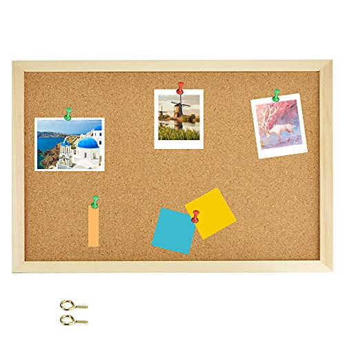 SPEACOUR Pinnwand Korktafel Korkwand Pinnwand aus Kork Gerahmte Pinnwand Notizbrett aus Kork Quadratische Pinnwand mit 2 Push-Pins und 2 Nägel für Zuhause, Büro und Schule (15,7 x 11,8 Zoll) von SPEACOUR