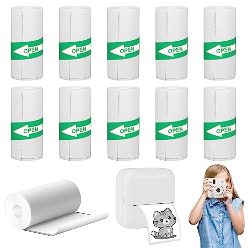 SPERMUOY Rollen Thermorollen,10 Rollen thermopapier 57x30mm selbstklebend,Thermopapier für Kinder Sofortbildkameras und Selbstklebender Bedruckbarer Aufkleber, Mini Thermal Pinter Papier von SPERMUOY