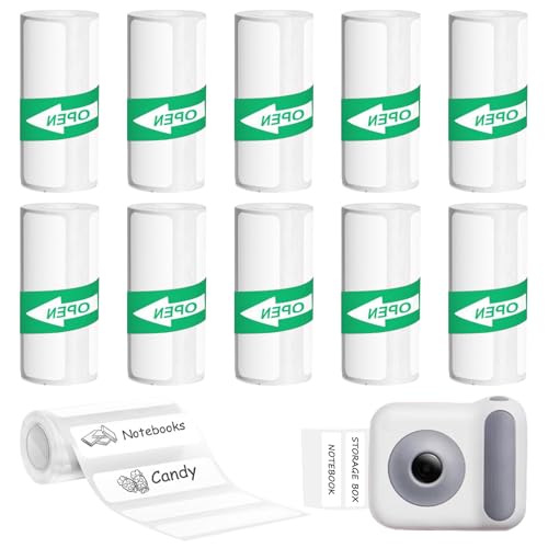 SPERMUOY Thermo Etiketten Selbstklebend,10 Rollen Etiketten Selbstklebend 50x15mm Etikettendrucker Thermopapier für Etikettendrucker Drucken Sie Barcode, Name,Preis usw Geeignet für Haus, Schule, Büro von SPERMUOY