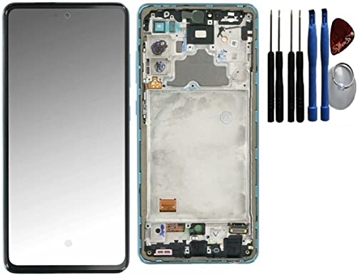 SPES Original Samsung Amoled Display Bildschirm Touchscreen LCD Anzeige für Samsung Galaxy A72 Rahmen Blau von SPES
