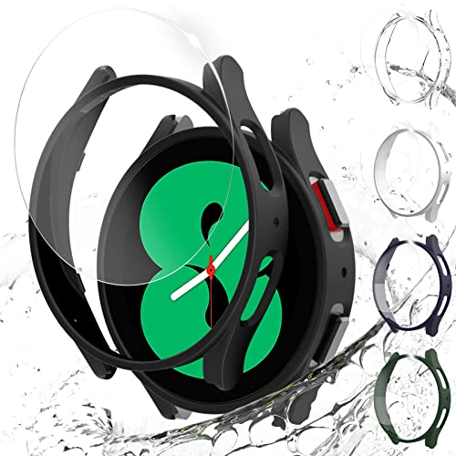 [5+5Stück] SPGUARD Hülle für Samsung Galaxy Watch 5 40mm Panzarglas Schutzfolie+Schutzhülle/Galaxy Watch 4 40mm Hülle, Gehärtetes Glas Displayschutzfolie Hart PC Bumper Case für Galaxy Watch 5/4 40mm von SPGUARD