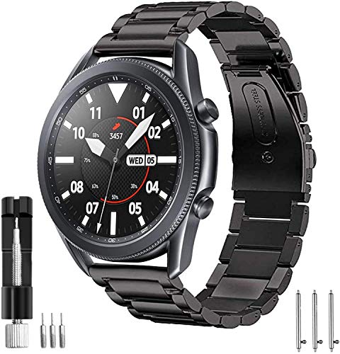 SPGUARD Armband Kompatibel mit Galaxy Watch 3 Armband 45mm,Edelstahl Metall Ersatzarmband für Samsung Galaxy Watch 3 45mm(Schwarz) von SPGUARD