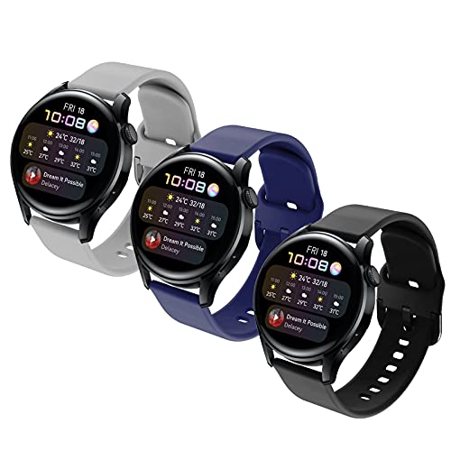 SPGUARD Armband Kompatibel mit Huawei Watch 3/3 Pro Armband Huawei Watch GT 3 Pro 46MM Armband, Weiches Silikonarmband Sport Ersatzarmband für Huawei Watch GT3 Pro 46MM(DunkelBlau/Schwarz/Grau) von SPGUARD