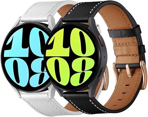 SPGUARD Armband für Samsung Galaxy Watch 5 Pro 45mm Armband Galaxy Watch 5 40mm 44mm Armband/Galaxy Watch 4, 20mm Lederarmband Ersatzarmband für Galaxy Watch 5/Watch4 Classic 46mm 42mm(Schwarz+Weiß) von SPGUARD