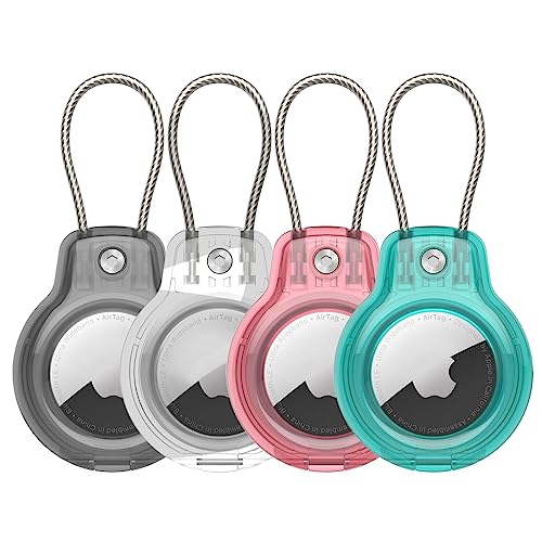 SPGUARD Kompatibel mit Apple AirTag Anhänger Secure Halter mit Kabel, 4er Pack Air Tag Lock Case Schlüsselanhänger Schlüsselring Hülle Gepäckanhänger für Schlüssel, Gepäck & mehr von SPGUARD