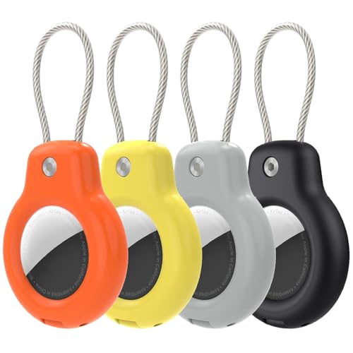 SPGUARD Kompatibel mit Apple AirTag Anhänger Secure Halter mit Kabel, 4er Pack Air Tag Lock Case Schlüsselanhänger Schlüsselring Hülle Gepäckanhänger für Schlüssel, Gepäck & mehr von SPGUARD