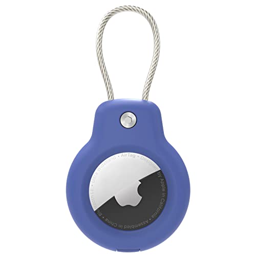 SPGUARD Kompatibel mit Apple AirTag Anhänger Secure Halter mit Kabel, Air Tag Lock Case Schlüsselanhänger Schlüsselring Hülle Gepäckanhänger für Schlüssel, Gepäck & mehr (Blau) von SPGUARD