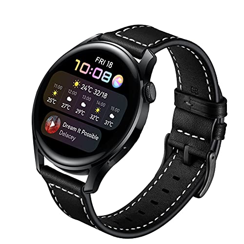 SPGUARD Kompatibel mit Huawei Watch 3 Armband/Huawei Watch 3 Pro Ersatzarmband, Leder Ersatzarmband mit Huawei Watch 3 Armband/Huawei Watch 3 Pro/Fossil Herren Gen 5 Carlyle/Fossil Gen 5(Schwarz) von SPGUARD
