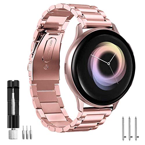 SPGUARD Kompatibel mit Samsung Galaxy Watch Active 2 44mm Armband/Galaxy Watch Active 2 40mm Armband,Edelstahl Schnellverschluss Ersatzarmband-Rose Pink von SPGUARD