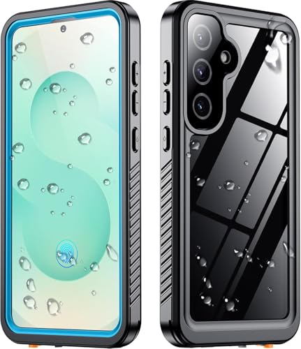 SPIDERCASE Schutzhülle für Samsung Galaxy S25 Plus, wasserdicht, integrierter Bildschirm- und Kameraobjektivschutz [IP68 unter Wasser] [stoßfest in Militärqualität], Blau/Transparent von SPIDERCASE