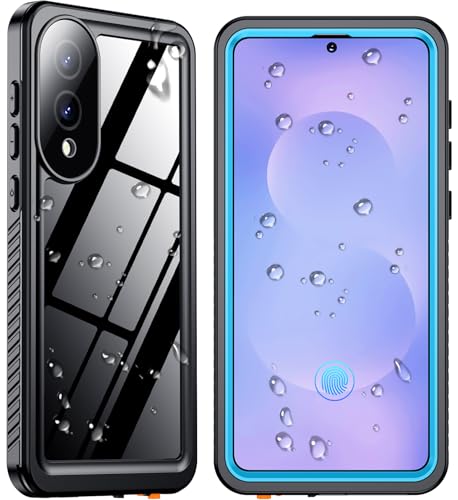 SPIDERCASE Schutzhülle für Samsung Galaxy S25 Edge, wasserdicht, integrierter Bildschirm- und Kameraobjektivschutz, [IP68 Unterwasser], [3,6 m militärische Qualität, stoßfest], Blau/Transparent von SPIDERCASE