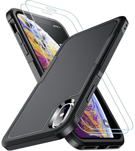 SPIDERCASE Schutzhülle für iPhone X/iPhone XS, stoßfest, sturzsicher, rutschfest, 2 Displayschutzfolien aus gehärtetem Glas, robuste Handyhülle für iPhone X/XS 5,8, Schwarz SPIDERCASE Schutzhülle für iPhone X/iPhone XS, stoßfest, sturzsicher, rutschfest, 2 Displayschutzfolien aus gehärtetem Glas, robuste Handyhülle für iPhone X/XS 5,8, Schwarz von SPIDERCASE