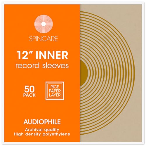 50x 12 Innenhüllen Für LP Schallplatten | Audiophile 12 Zoll Antistatische Gefüttert Vinyl Schutzhüllen | Mehrlagige Innenhülle Aus Reispapier von SPINCARE
