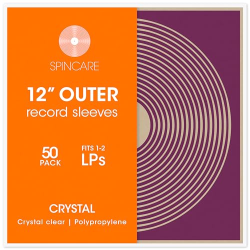 50x 12” Standard Vinyl LP Schallplatten Hüllen | Crystal Superklares Polypropylen Hüllen | Passen Für Single Doppel- Und Dreifachalben Und Lps | Säurefreie Plastikschutzhüllen von SPINCARE