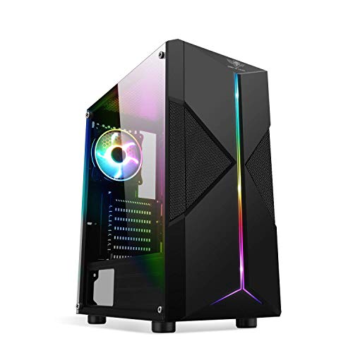 SPIRIT OF GAMER - Gamer Clone III PC-Gehäuse - ARGB - ATX/mATX/ITX Tower - Metallmaschen-Frontplatte - gehärtetes Glas-Seitenteil - Stahlgehäuse - 4 Lüfter 5 Volt - LED RGB adressierbar 120 mm von SPIRIT OF GAMER