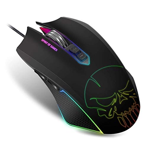 SPIRIT OF GAMER- Gaming Mäuse ELITE-M40 - LED hintergrundbeleuchtete 10 Effekte + RGB-Farben - 6 Auflösungsstufen - Bis zu 4000 DPI Max - 5 anpassbare Profile - 7 programmierbare Tasten von SPIRIT OF GAMER