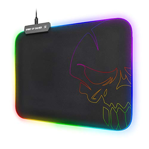 SPIRIT OF GAMER - MAUSTEPPICH RGB MEDIUM - Von hinten Beleuchtetes LED-Licht 10 Modi + RGB Farben - rutschfeste Basis - Optische Maus/Laser-Kompatibilität - Abmessung: 35 x 25,5 x 0,3 cm von SPIRIT OF GAMER