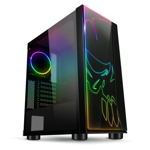 SPIRIT OF GAMER - PC Gamer ATX/MATX Gehäuse - Gehärtetes Glas Front und Wand - 1 Lüfter RGB LED 120mm : 60 Modi - Aura/MSI Mystic/ASROCK Kompatibel (Ghost ONE) von SPIRIT OF GAMER