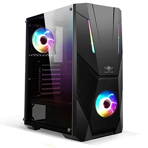 SPIRIT OF GAMER - Rogue V - PC-Gehäuse ATX/Matx/ITX - Front Und Wand Aus Gehärtetem Glas - 2 Adressierbare RGB-LED-Lüfter 120 Mm - Aura/MSI Mystic 3Pin-Kompatibel (Rogue V) von SPIRIT OF GAMER