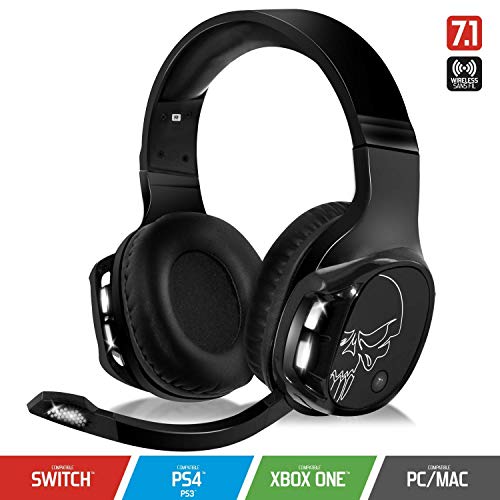 SPIRIT OF GAMER - XPERT-H1100 – Headset 7.1 Surround Black Pro Gamer - Kopfhörer - Weiße LEDs - Kunstleder - Flexibles Mikrofon – 12H Autonomie - PC / PS4 / XBOX ONE/SWITCH/MAC - Multiplattform von SPIRIT OF GAMER