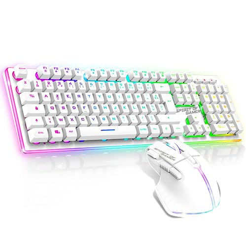 SPIRIT OF GAMER x Ultimate 600 | Gaming Tastatur Maus Set Kabellos Weiß Wiederaufladbar RGB | Layout QWERTZ Deutsch | Keyboard Semi Mechanisch | 4800 DPI Wireless Mouse | Für PS5, PS4, PC, Xbox von SPIRIT OF GAMER