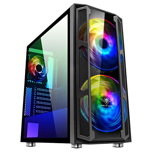 Spirit Of Gamer - Ghost 5 - ATX/mATX Gamer PC-Gehäuse - 2 LED-RGB-Lüfter Adressierbar 200mm: 60 Modi - Büroturm-Spielfassade und Glaswand - ASUS Aura/MSI Mystic/ASROCK von SPIRIT OF GAMER