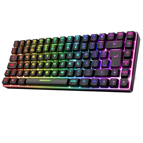 Spirit Of Gamer | Kabellose Bluetooth-Gaming-Tastatur | Spanisches QWERTY-Layout | Kompakte TKL-Tastatur 65 % | halbmechanische Tasten inklusive 25 Anti-Ghosting | Kompatibel mit PC, Telefon und Tablet von SPIRIT OF GAMER