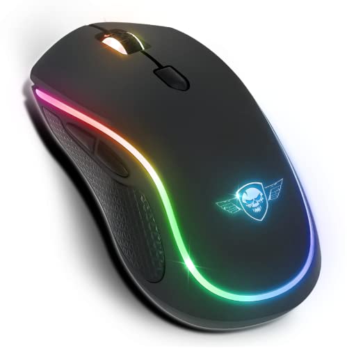 Spirit Of Gamer PRO M9 Wireless Gaming-Maus, symmetrisch, 6 programmierbare Tasten, optischer Sensor 4200 DPI, 6 RGB-Hintergrundbeleuchtungseffekte, Wiederaufladbare ergonomische Maus von SPIRIT OF GAMER