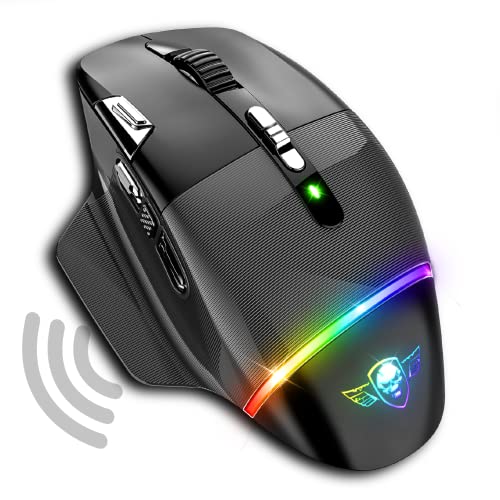 Spirit Of Gamer XPERT M800, Gaming Maus Kabellos Wiederaufladbar, 9 Programmierbare Tasten, Optischer Sensor mit 10.000 DPI, 11 RGB Hintergrundbeleuchtungs effekte, Ergonomische Maus mit Daumenauflage von SPIRIT OF GAMER