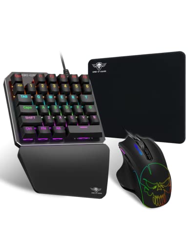 Spirit Of Gamer - Xpert G700 - Adapter Kombinierte RGB - Tastatur und Maus Set Für PS4, XBOX ONE, PC - Mechanische Tastatur Mit Einer Hand - Maus 7 Tasten 3200 DPI von SPIRIT OF GAMER