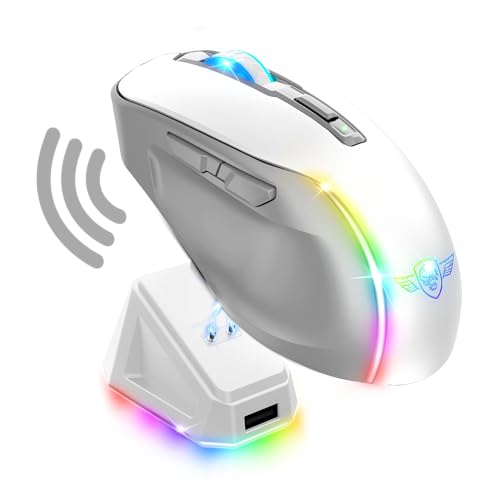 Spirit of Gamer - Elite M50 Artic, Kabellose Gaming Maus RGB 8000 DPI, 6 Programmierbare Tasten, Bluetooth & 2,4 GHz Verbindung, Lange Akkulaufzeit von 90 Stunden, RGB Ladestation, Weiß Spirit of Gamer - Elite M50 Artic, Kabellose Gaming Maus RGB 8000 DPI, 6 Programmierbare Tasten, Bluetooth & 2,4 GHz Verbindung, Lange Akkulaufzeit von 90 Stunden, RGB Ladestation, Weiß von SPIRIT OF GAMER