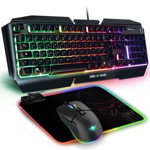 Spirit of Gamer - Ultimate 500 Gaming Pack RGB 3in1für PC/Xbox/Playstation - Gaming Tastatur Aluminum Anti-Ghosting, Gaming Maus 6400 DPI 7 Tasten - RGB Mouse Pad von SPIRIT OF GAMER