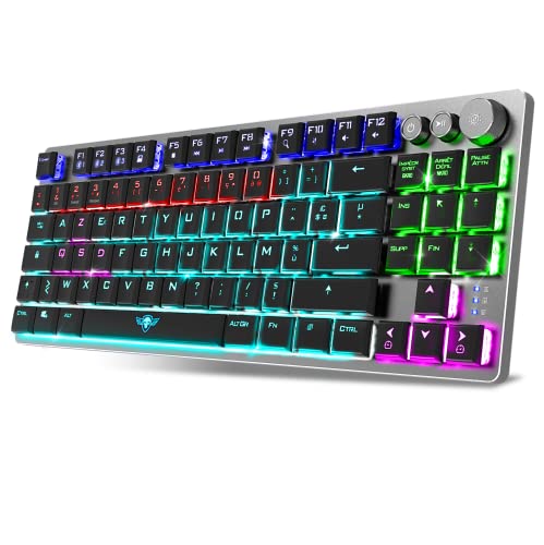 Spirit of Gamer XPERT K1300, Gaming Tastatur Mechanisch TKL Kabellose Bluetooth, Tasten 100% Anti-Ghosting Switch RED, RGB Gaming Keyboard aus Aluminum Azerty, Kompatibel Mac, IOS, Android & PC von SPIRIT OF GAMER