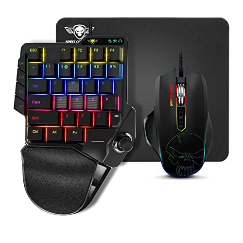 Spirit of Gamer - Xpert G900 Converter - Pack 3 in 1 RGB-Tastatur + Maus + Mauspad für PS4-, Xbox S/X/ONE und PC-Konsolen - Opto-mechanische Tastatur Einhandschalter rot - Maus 7 Tasten 3200 DPI von SPIRIT OF GAMER