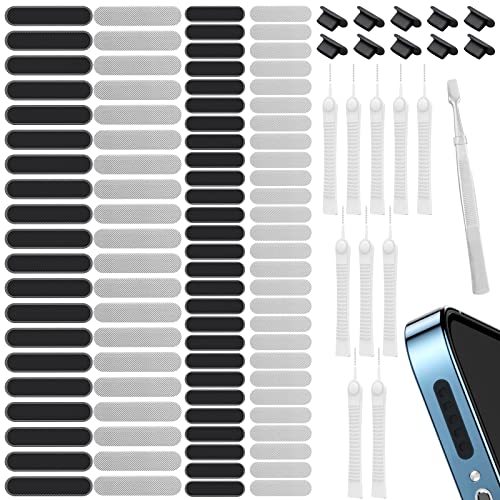 SPOKKI 117 Stück Handy Staubschutz Set, Handy reinigungsset, 10 Staubstecker+96 Handy Staubschutz Net Stickers+10 Inklusive Telefon Port Reinigungsbürste Kompatibel mit iPhone 14 13 12 11 8 7 Pro Max von SPOKKI