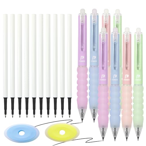 SPOKKI 8 Stück Radierbarer Kugelschreiber, 0.5mm Gelstifte Radierbar, Einziehbare Radierbare Stifte, Radierbarer Tintenroller Schule Bürobedarf Schulsachen (0.5mm Schwarz) von SPOKKI
