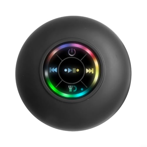BT Dusch-Lautsprecher, mit buntem coolem Blitzlicht, IPX4 wasserdichtes Design, Mini-Lautsprecher für Badezimmer, Party, Reisen, Outdoor (schwarz) von SPORTARC