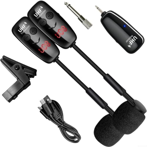 SPORTARC Professionelles UHF-Funkmikrofon für Saxophon-Mikrofon mit eingebautem Kondensator für klare Tonaufnahme (Dual Channel) von SPORTARC