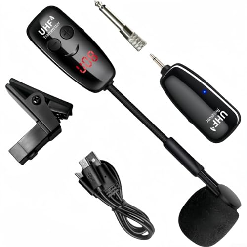 SPORTARC Professionelles UHF-Funkmikrofon für Saxophon-Mikrofon mit eingebautem Kondensator für klare Tonaufnahme (Einzelk) von SPORTARC