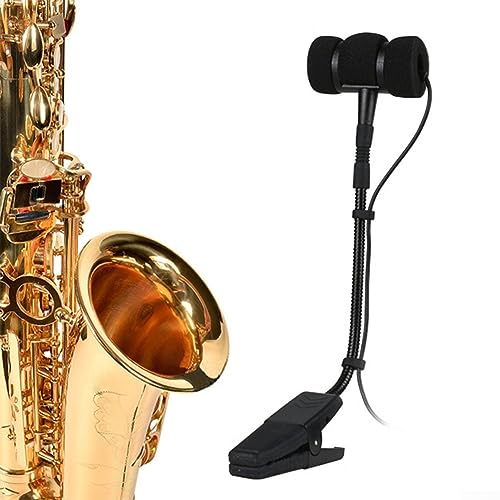 SPORTARC Sax Mikrofon, Tragbares 3 Pin 4 Pin Wired Sax Mikrofon Omnidirektional, Clip On Mikrofon für Saxophon, Violine, E-Gitarre, A von SPORTARC