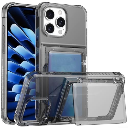 SPORTARC Schutzhülle für 16 Pro Max im Brieftaschenstil mit transparentem Kartenschlitz-Design für einfachen Zugriff (für iPhone 16 Pro Max, schwarz) von SPORTARC