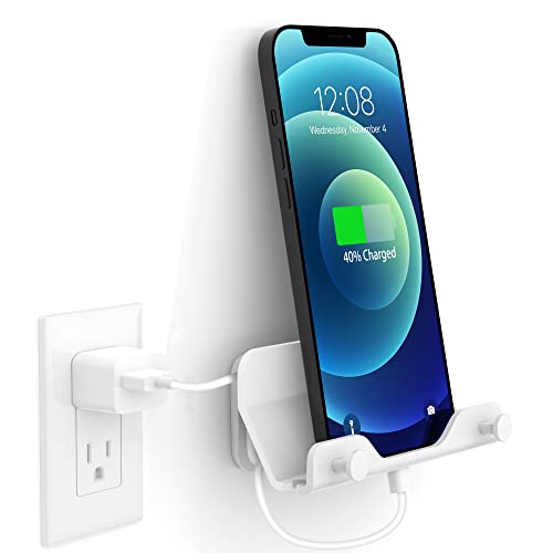 SPORTLINK Handy Wandhalterung Ladehalterung - ABS Universal Handy Wandhalterung Halterung mit Kabelmanagement/Klebestreifen Kompatibel mit iPhone, iPad Mini, 4-7.6 Zoll Smartphone und Mini Tablet-Weiß von SPORTLINK