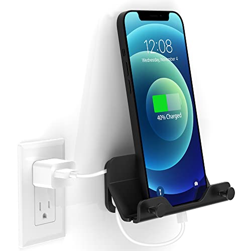 SPORTLINK Handy Wandhalterung Ladehalterung - Universal Handy Wandhalterung Halterung mit Kabelmanagement/Klebestreifen Kompatibel mit iPhone, iPad mini, 4-7.6 Zoll Smartphone und Mini Tablet-Schwarz von SPORTLINK