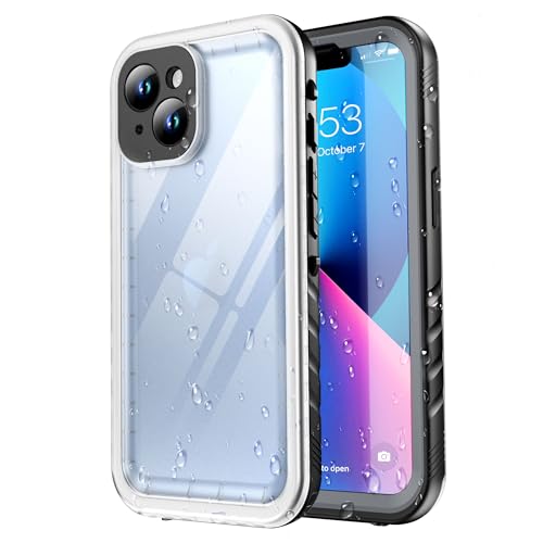 SPORTLINK für iPhone 13 Hülle wasserdichte - 360 Grad Outdoor Transparent Schutzhülle kameraschutz Displayschutz [IP68 Waterproof] [6FT Stoßfeste Hard Case] [Nie Vergilbung] Panzerhülle Schwarz/Klar von SPORTLINK