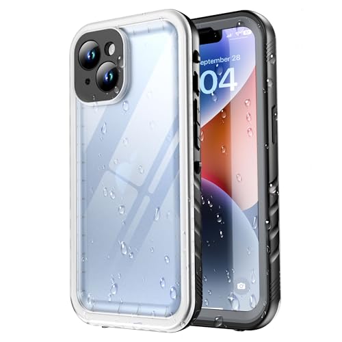 SPORTLINK für iPhone 14 Hülle wasserdichte - 360 Grad Outdoor Transparent Schutzhülle kameraschutz Displayschutz [IP68 Waterproof] [6FT Stoßfeste Hard Case] [Nie Vergilbung] Panzerhülle Schwarz/Klar von SPORTLINK