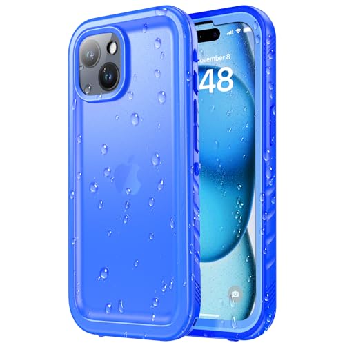 SPORTLINK für iPhone 15 Hülle Wasserdicht - 360 Grad Outdoor Schutzhülle kameraschutz Displayschutz [IP68 Waterproof] [6FT Stoßfeste Hard Case] Panzerhülle Komplettschutz Blau 6,1" von SPORTLINK